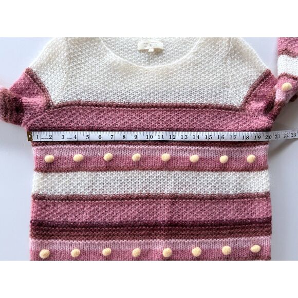 EUC Sezane Penelope Pom Pom Mohair Merino Wool Blend Sweater in Cream & Pink S - Picture 11 of 12